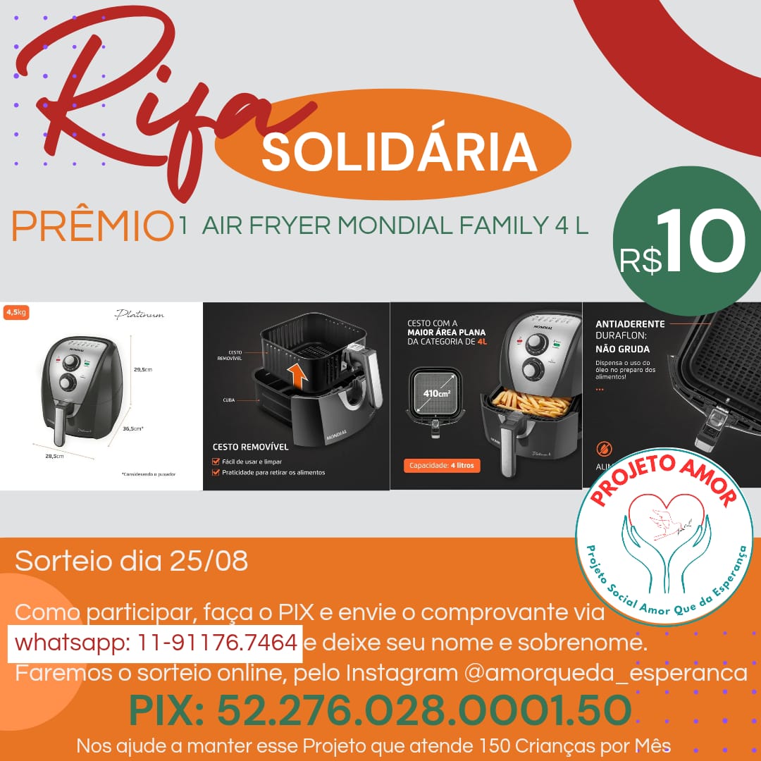  ONG  realiza rifa virtual para ajudar famílias em situação de vulnerabilidade 